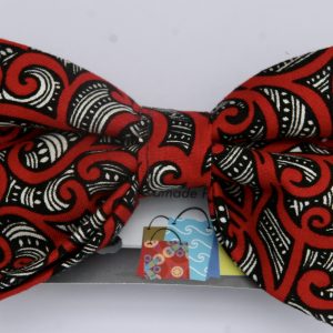 Dog Bow Tie-Red Maori Design